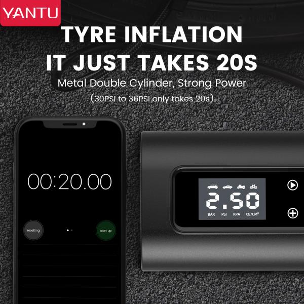 YANTU A22 Double Cylinder Wireless Air Compressor High Pressuret Tire Inflator 150PSI