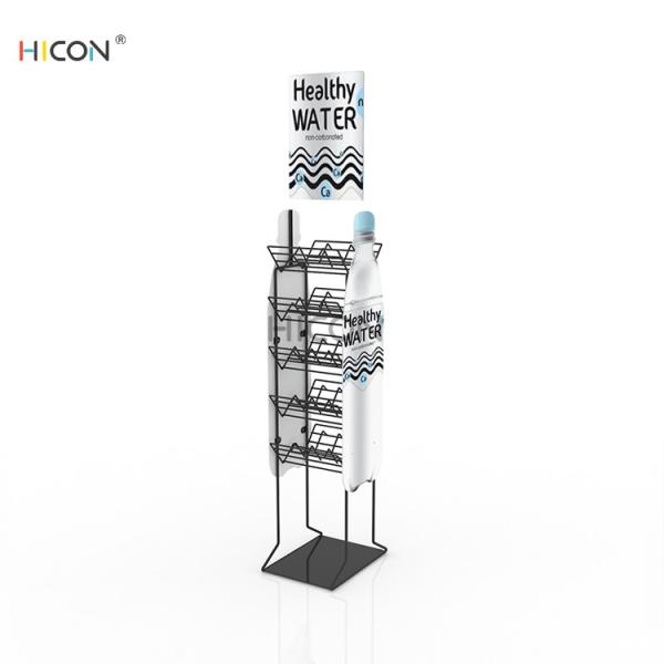 Floor Standing Black Metal 5-layer Wire Water Bottle Display Rack