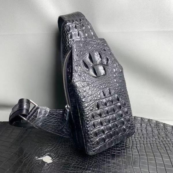 Authentic Crocodile Skin Men's Small Chest Bag Cross Shoulder Bag Genuine Exotic Alligator Leather Male Messenger Bag