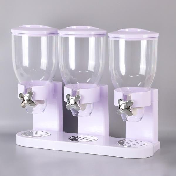 Double-ended Upright Plastic Food Jars 2L Double Cup Cereal Dispenser Dry Food Dispenser