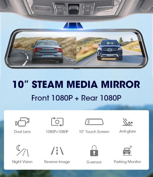 Câmera de carro com controle de voz de 32 GB FHD 1080P modo Dashcam estacionamento IP57 à prova d'água