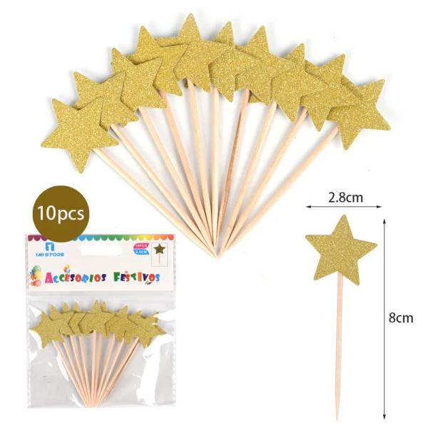 Wedding Dessert Birthday PE Star Cupcake Toppers