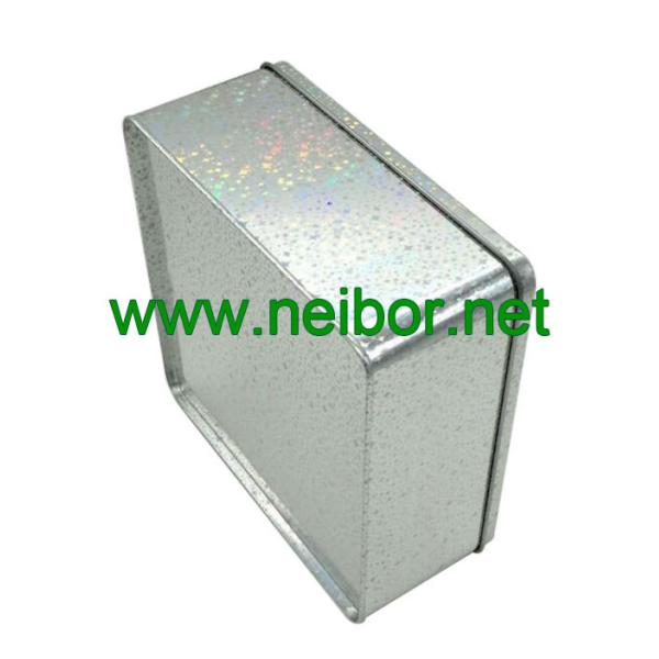 custom 3D holograhic/laser printing square shape decorative tin box