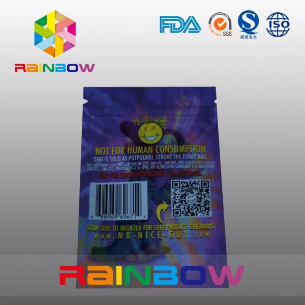 do incenso erval lateral do selo de 5g OMG três saco de empacotamento com zíper
