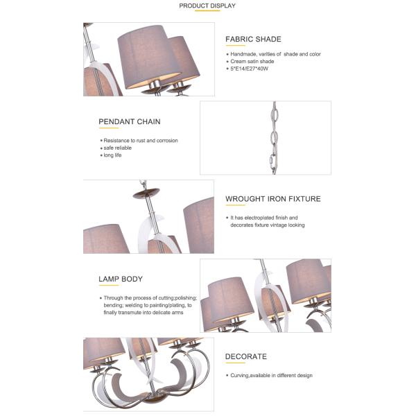 Funcky art deco chandelier with lampshade for living room Bedroom Kitchen Lights Fixtures (WH-MI-10)