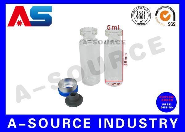Glass 5ml Bottle Small Glass Vials With Rubber Stopper And 13# Aluminum Plastic Cap For Peptide / Sarms