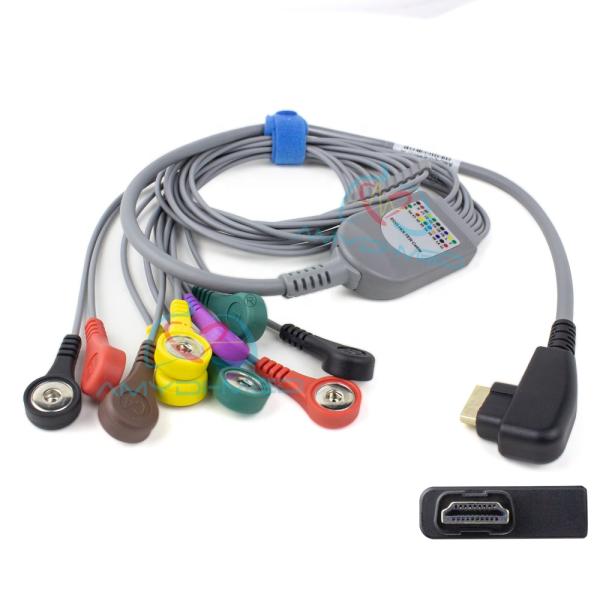 Patient ECG Holter Cable DMS 300-3A/4A/4L 19 Pins 10 Lead AHA Snap Holter Lead Wires