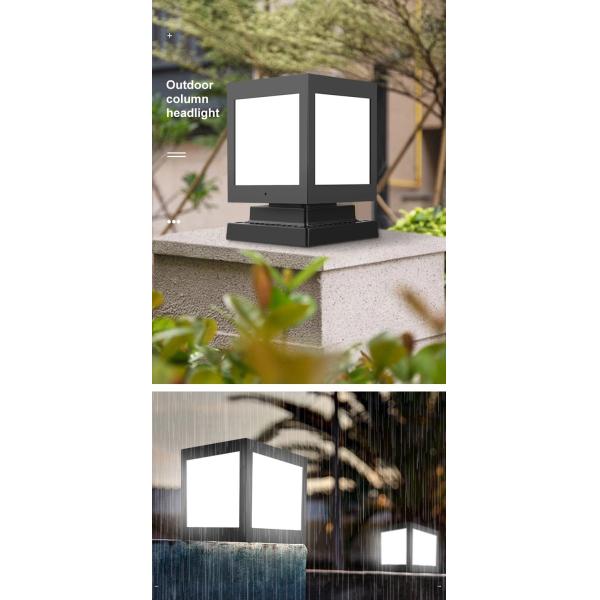 4 In 1 Wall Post Lamp , Outdoor Column Solar Lawn Light For Courtyard