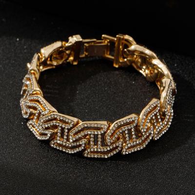 Hot Sale Men Hip Hop Iced Out Rhinestone Bracelets Miami Cuban Link Chain Bracelet for Men and Women Girls Jewelry Gifts