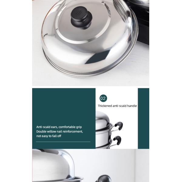 Best Selling Customized Logo 3 Layer induction 10-inch Stainless Steel Steamer Pot with Anti-Heat Handle