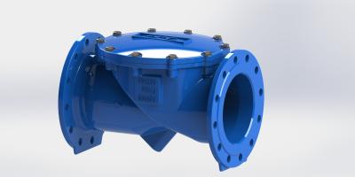 Válvula de controle horizontal da água que impede o fluxo reverso e que reduz a perda principal