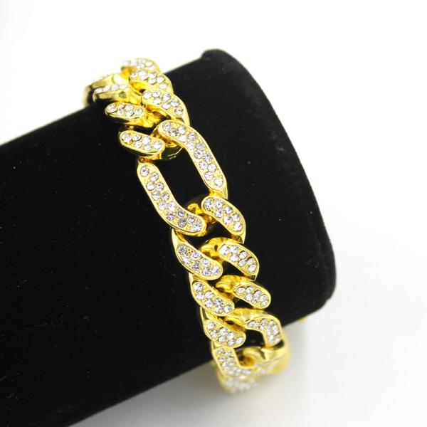 Hot Sale Hip Hop Bracelet 13mm Miami Rhinestone Figro Chain Choker Cuban Chain Bracelets For Women Men Girls Gifts