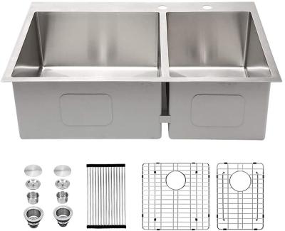 33 X 22 60/40 Drop In Top Mount Stainless Steel Kitchen Sink
