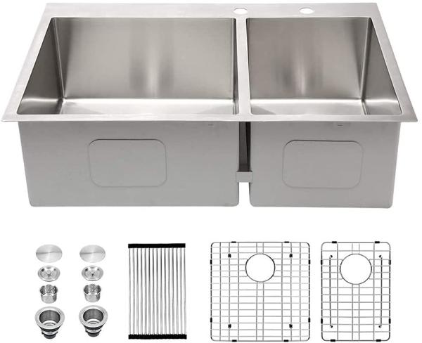 33 X 22 60/40 Drop In Top Mount Stainless Steel Kitchen Sink
