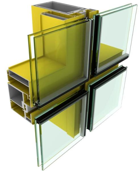 6063 Ventilated Thermal Break aluminium Curtain Wall profile Extrusions Mill Finished