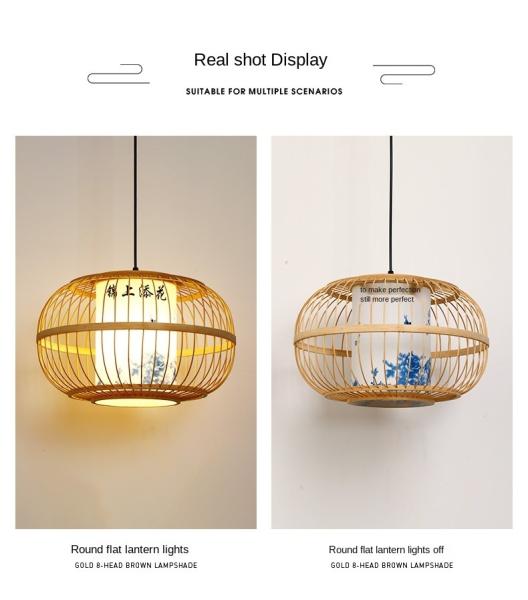 Bamboo Chandelier Zen Restaurant Dining Restaurant Box Tea Room Ancient Style Lantern Pendant lamp(WH-WP-86)