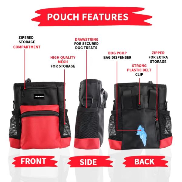 Bolsas de entrenamiento de perros de nylon, bolsas de tratamiento, bolsas de entrenamiento de perros a prueba de agua, al aire libre