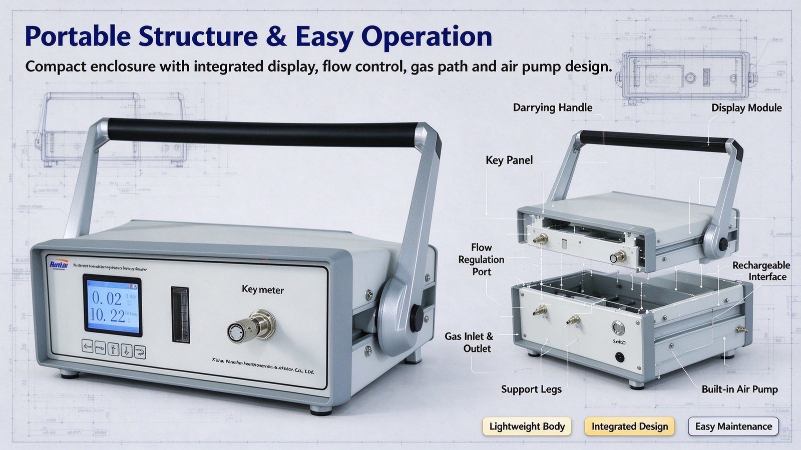Metal Portable Gas Analyzer LCD Display Hydrogen H2 Gas Detector 0-100%VOL Hydrogen Leak Detection
