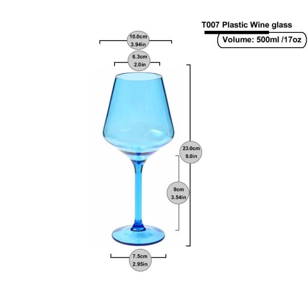 Colored Stemmed Reusable Plastic Wine Glasses Acrylic BPA Free Plastic Wine Goblet