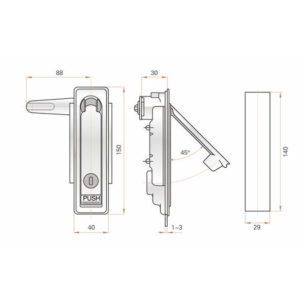 Construction Machinery Gary Chrome Plated Zinc Alloy Die-cast Panel Board Lock