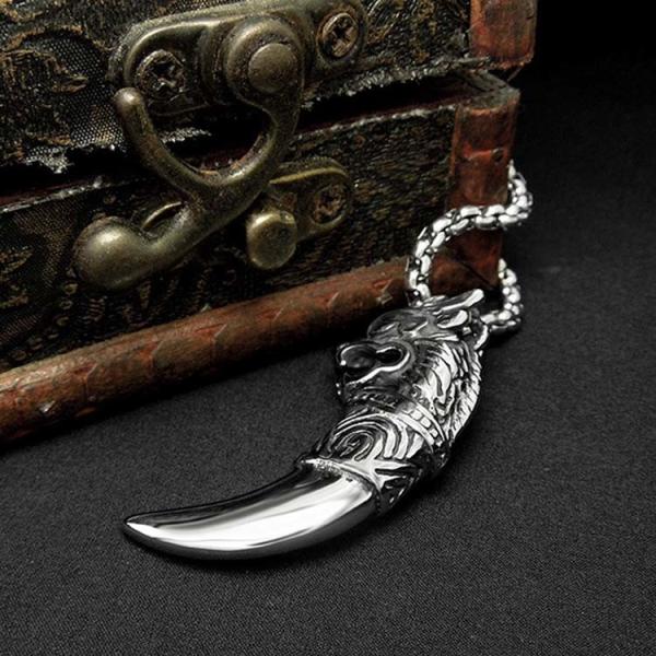 Titanium Stainless Steel Pendant Necklace Dragon Cobbra Wolf Tooth Style(SP183)