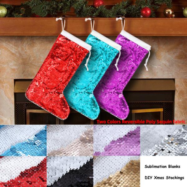 OEM Custom Sublimation Sequin Christmas Stocking Blanks Sublimation Christmas Decorations