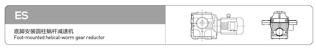 ES series helical worm gear motor