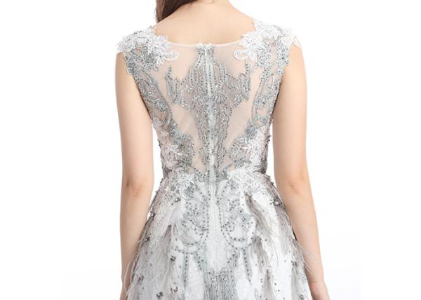 Unique Design Stunning Evening Dresses , Anti - Static V Neck Beaded Evening Dress