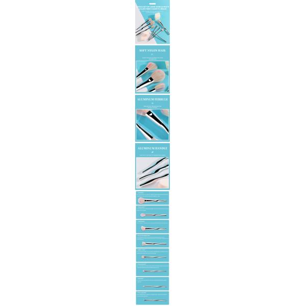 Sistema de cepillo completo del maquillaje de la manija plástica del ABS 8PCS para la barra de labios del sombreador de ojos del polvo de la fundación