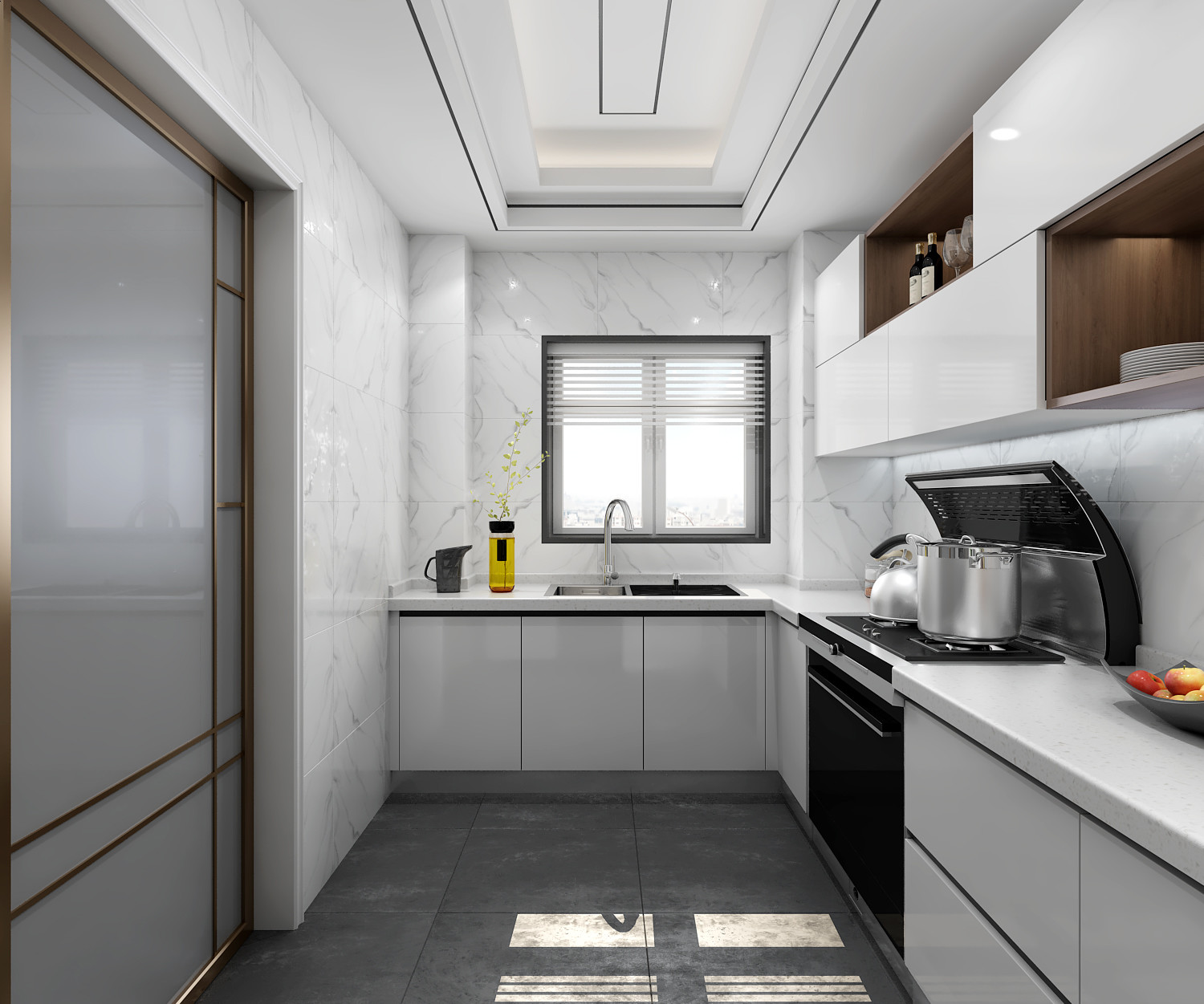 Professional Custom Modern Kitchen Cabinet Furniture with Quartz Stone Countertop