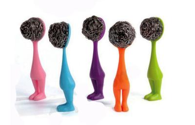 Handle Type Stainless Scouring Pad , Stainless Steel Scrubber For Bowls / Gas Cooker Cleaning