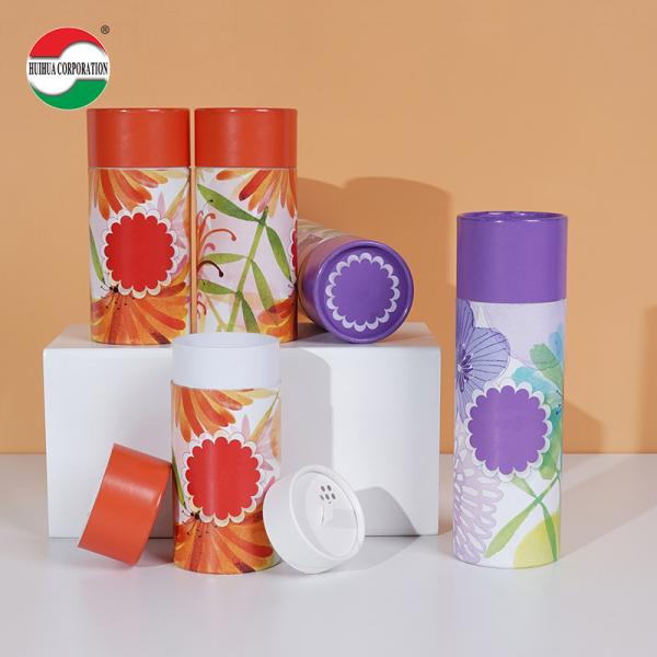Fabrica de embalaje de China Materiales de papel Kraft Papel de cartón blanco Embalaje de tubos de papel para polvo con tapa de interruptor de agujero pequeño