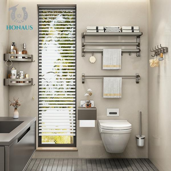Space Aluminum Modern Wall Mounted Bathroom Set Customized Logo