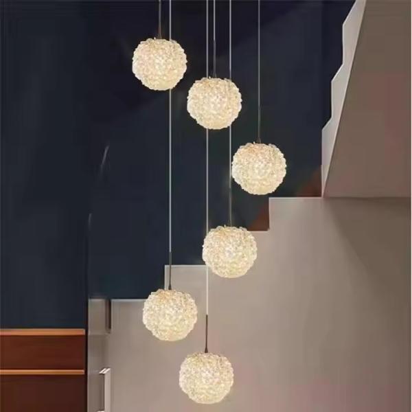 Lampe de lychee de cristal moderne Luxe Villa Duplex Éclairage d'escalier pour le salon et la chambre haute