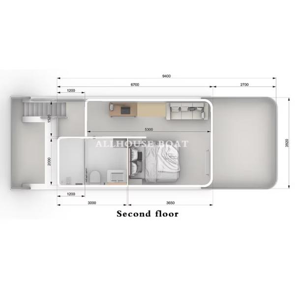 Small 2 Deck Aluminum House Boat Custom luxury Pontoon Houseboat 25 People