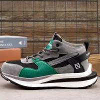 Steel Toe Mid-cut Pigskin And Flying Knit Safety Boots For OEM Security Work