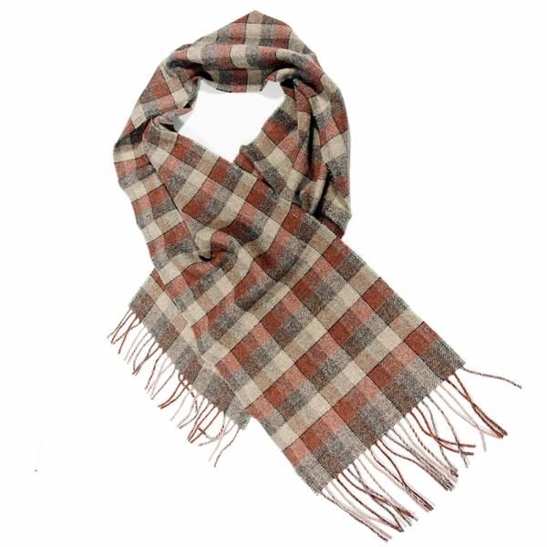 Checked Crochet Red Winter Knitted Scarf For Keeping Warm Wool / Acrylic Available