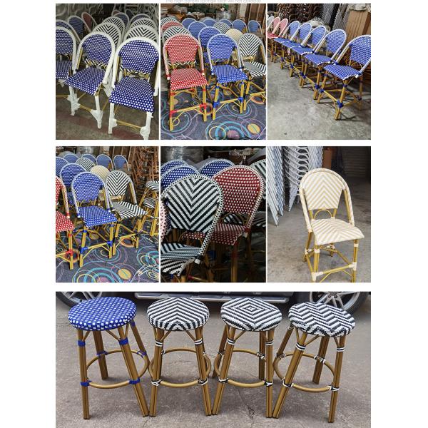 Sillas de cena de bambú de la rota blanca negra de los muebles del jardín del café