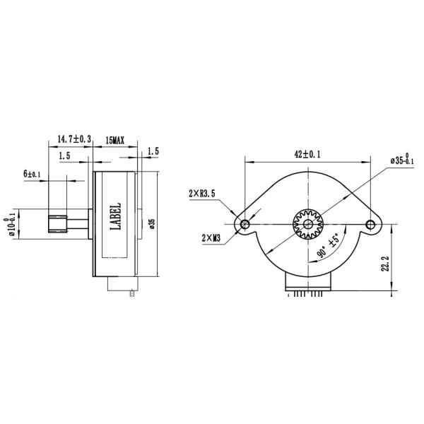 35BY412 PM Stepper Motor For 3D Printers And CNC 24V 7.5° Step 35mm X 15mm
