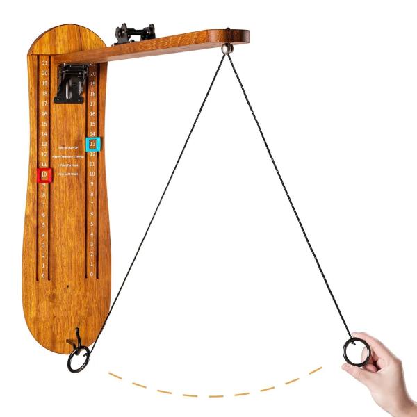 Jeu de lancer des anneaux en bois pour adultes, jeux en plein air, jeu de crochet et d'anneau avec bras pliable