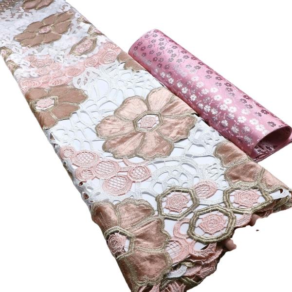 Supoo High quality Nigerian Lace fabric flocking velvet lace african lace fabric for party/wedding