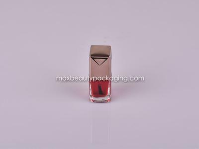 metalized gold nail polish cap 13ml square nail polish bottle flat brush plastic cosmetic nail polish packaging
