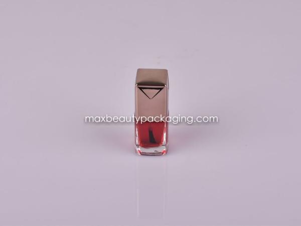 metalized gold nail polish cap 13ml square nail polish bottle flat brush plastic cosmetic nail polish packaging