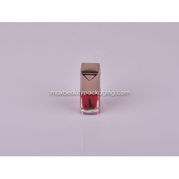 metalized gold nail polish cap 13ml square nail polish bottle flat brush plastic cosmetic nail polish packaging