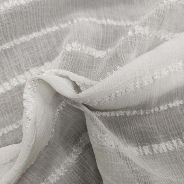 Nano Wrinkle Cross Stripe Jacquard 100% Polyester Chiffon Fabric Sun Protection