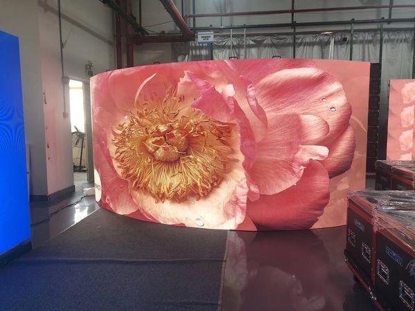 P2.5 Soft Film Group Advertising Flexible LED Full Color Screen 4mm Pixel Curved Steel Cabinet