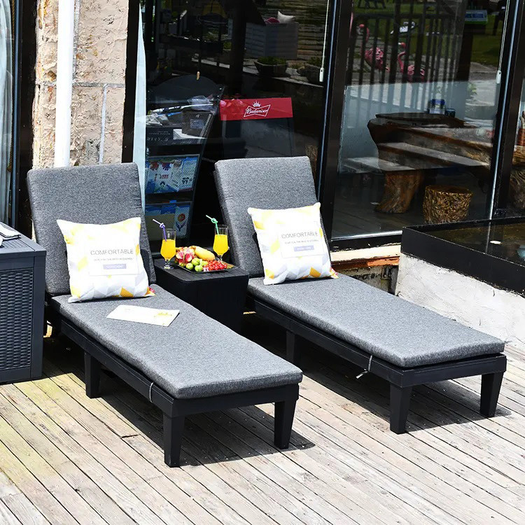 Modern Outdoor Beach Patio Hotel Sun Lounger Chair with Cushion and Stackable Design