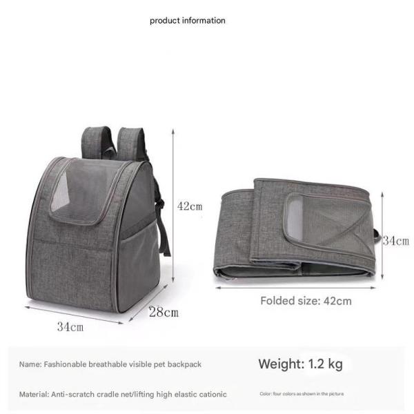 34*28*42CM Grey Foldable Pet Backpack Soft Fabric Pretty Kitty Backpack Cute/Fun/Playful Style For Perfect