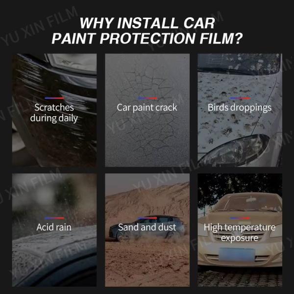 Hydrophobicity 7.5 mil Paint Protection Film Glossy Piano Black TPU PPF Film Wrap