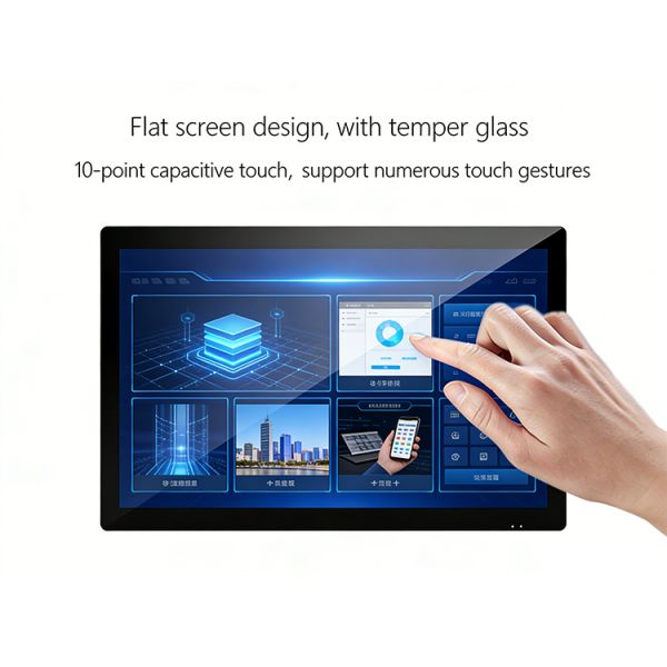MJK 15.6 Inch Industrial Capacitive Touch Monitor 1080p USB Input Screen Digital Signage and Displays